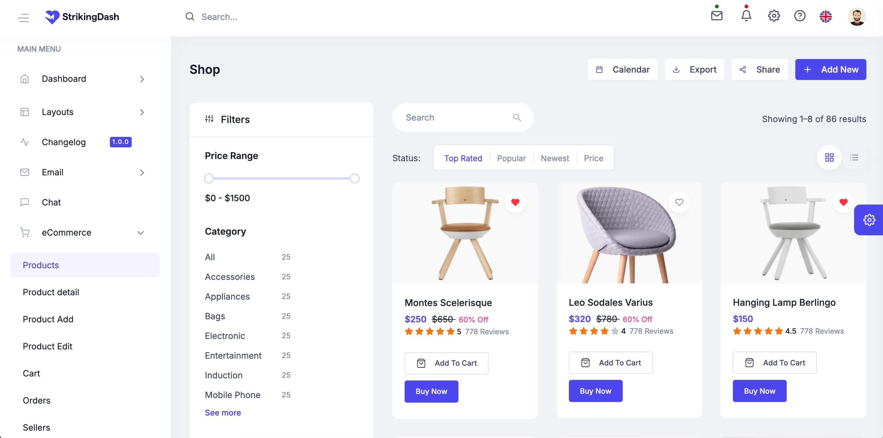 StrikingDash Dashboard Template