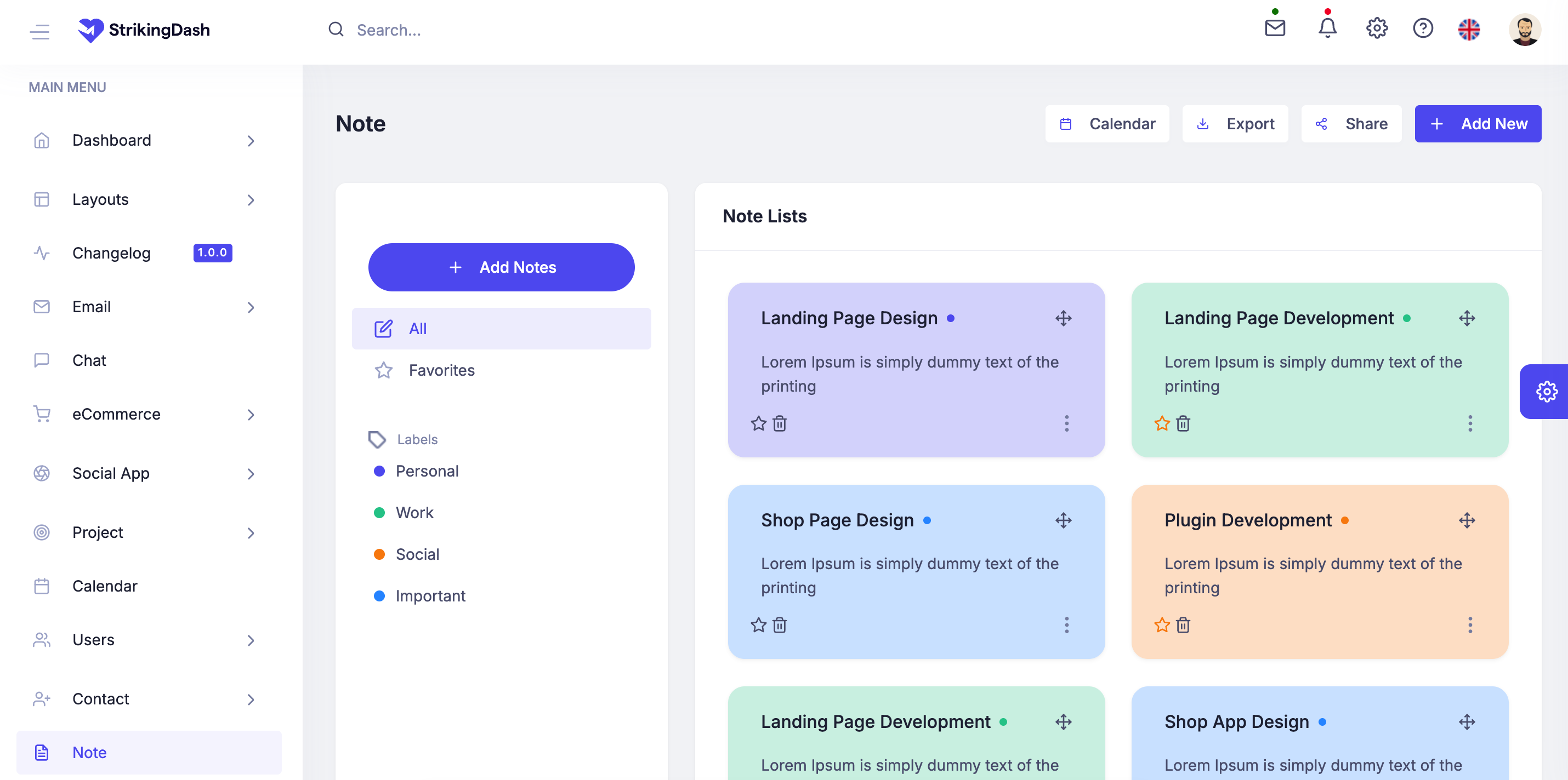 StrikingDash Dashboard Template