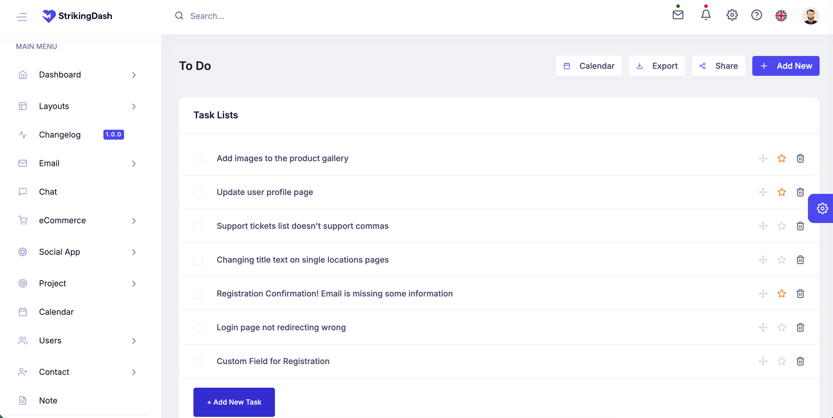 StrikingDash Dashboard Template